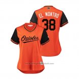 Maglia Baseball Donna Baltimore Orioles Pedro Araujo 2018 LLWS Players Weekend El Montro Orange