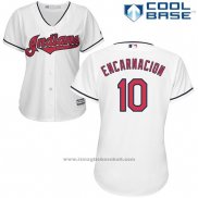 Maglia Baseball Donna Cleveland Indians 10 Edwin Encarnacion Bianco 2017 Cool Base