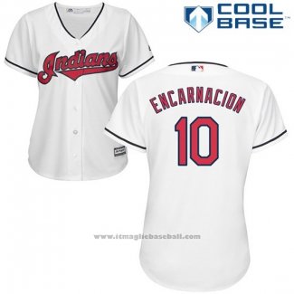 Maglia Baseball Donna Cleveland Indians 10 Edwin Encarnacion Bianco 2017 Cool Base