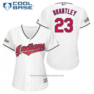 Maglia Baseball Donna Cleveland Indians 2017 Postseason 23 Michael Brantley Bianco Cool Base