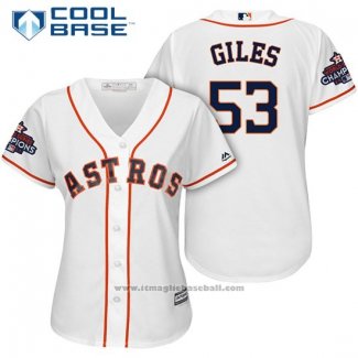 Maglia Baseball Donna Houston Astros 2017 World Series Campeones Ken Giles Bianco Cool Base