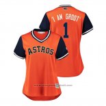 Maglia Baseball Donna Houston Astros Carlos Correa 2018 LLWS Players Weekend I Am Groot Orange