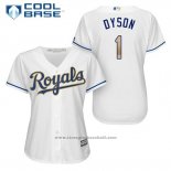 Maglia Baseball Donna Kansas City Royals 1 Jarrod Dyson Bianco 2017 Cool Base