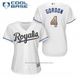 Maglia Baseball Donna Kansas City Royals 4 Alex Gordon Bianco 2017 Cool Base