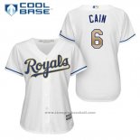 Maglia Baseball Donna Kansas City Royals 6 Lorenzo Cain Bianco 2017 Cool Base