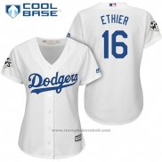 Maglia Baseball Donna Los Angeles Dodgers 2017 World Series Andre Ethier Bianco Cool Base