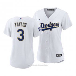 Maglia Baseball Donna Los Angeles Dodgers Chris Taylor 2021 Gold Program Replica Bianco