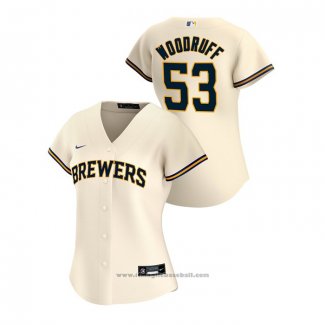 Maglia Baseball Donna Milwaukee Brewers Brandon Woodruff 2020 Replica Home Crema