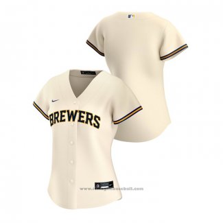 Maglia Baseball Donna Milwaukee Brewers Replica 2020 Home Crema