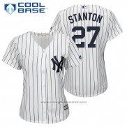 Maglia Baseball Donna New York Yankees 27 Giancarlo Stanton Bianco Cool Base