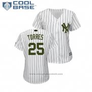 Maglia Baseball Donna New York Yankees Gleyber Torres 2018 Memorial Day Cool Base Bianco