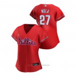 Maglia Baseball Donna Philadelphia Phillies Aaron Nola 2020 Replica Alternato Rosso