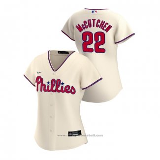 Maglia Baseball Donna Philadelphia Phillies Andrew Mccutchen 2020 Replica Alternato Crema