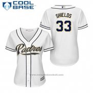 Maglia Baseball Donna San Diego Padres James Shields 33 Bianco Home Cool Base