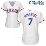 Maglia Baseball Donna Texas Rangers 7 Pudge Rodriguez Bianco 2017 Cool Base