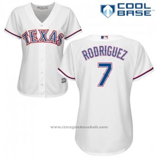 Maglia Baseball Donna Texas Rangers 7 Pudge Rodriguez Bianco 2017 Cool Base