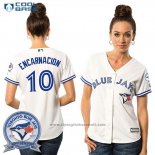 Maglia Baseball Donna Toronto Blue Jays Edwin Encarnacion 10 Bianco Cool Base