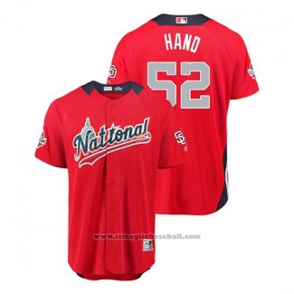 Maglia Baseball Uomo All Star San Diego Padres Brad Hand 2018 Home Run Derby National League Rosso