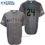 Maglia Baseball Uomo Arizona Diamondbacks 2017 Postseason 24 Yasmany Tomas Grigio Cool Base