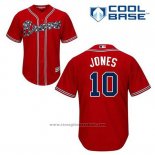 Maglia Baseball Uomo Atlanta Braves 10 Chipper Jones Rosso Alternato Cool Base