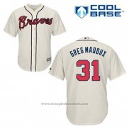 Maglia Baseball Uomo Atlanta Braves 31 Greg Maddux Crema Alternato Cool Base