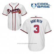 Maglia Baseball Uomo Atlanta Braves 3 Babe Ruth Bianco Home Cool Base