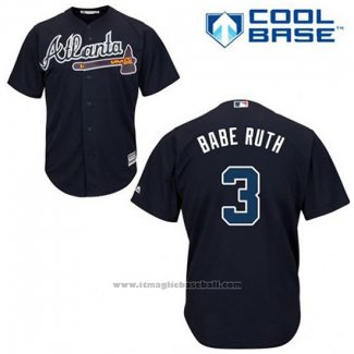 Maglia Baseball Uomo Atlanta Braves 3 Babe Ruth Blu Alternato Cool Base