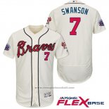 Maglia Baseball Uomo Atlanta Braves 7 Dansby Swanson Crema 2017 All Star Flex Base