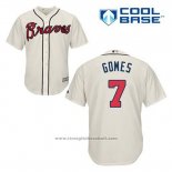 Maglia Baseball Uomo Atlanta Braves 7 Jonny Gomes Crema Alternato Cool Base