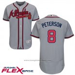 Maglia Baseball Uomo Atlanta Braves 8 Jace Peterson Grigio Autentico Collection Flex Base