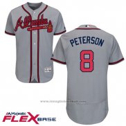 Maglia Baseball Uomo Atlanta Braves 8 Jace Peterson Grigio Autentico Collection Flex Base