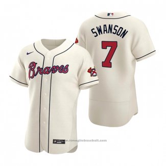 Maglia Baseball Uomo Atlanta Braves Dansby Swanson Autentico 2020 Alternato Crema
