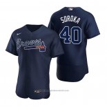 Maglia Baseball Uomo Atlanta Braves Mike Soroka Autentico 2020 Alternato Blu