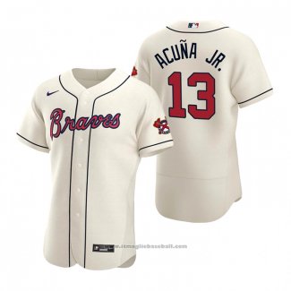 Maglia Baseball Uomo Atlanta Braves Ronald Acuna Jr. Autentico 2020 Alternato Crema