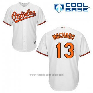 Maglia Baseball Uomo Baltimore Orioles 13 Manny Machado Bianco Home Cool Base