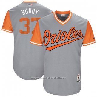 Maglia Baseball Uomo Baltimore Orioles 2017 Little League World Series 37 Dylan Bundy Grigio