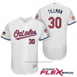 Maglia Baseball Uomo Baltimore Orioles 2017 Stelle E Strisce 30 Chris Tillman Bianco Flex Base