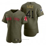 Maglia Baseball Uomo Boston Red Sox Chris Sale Camouflage Digitale Verde 2021 Salute To Service