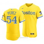 Maglia Baseball Uomo Boston Red Sox Martin Perez 2021 City Connect Autentico Or