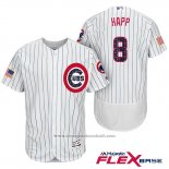 Maglia Baseball Uomo Chicago Cubs 2017 Stelle e Strisce Cubs 8 Ian Happ Bianco Flex Base