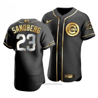 Maglia Baseball Uomo Chicago Cubs Ryne Sandberg Golden Edition Autentico Nero