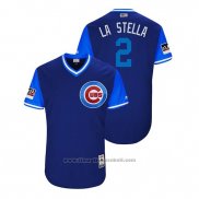 Maglia Baseball Uomo Chicago Cubs Tommy La Stella 2018 LLWS Players Weekend La Stella Blu