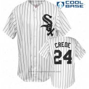 Maglia Baseball Uomo Chicago White Sox 24 Joe Crojoe Bianco Pinstripe Cool Base