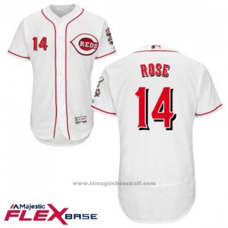 Maglia Baseball Uomo Cincinnati Reds 14 Pete Rose Bianco Flex Base Autentico Collection