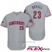 Maglia Baseball Uomo Cincinnati Reds 2017 Stelle E Strisce 23 Adam Duvall Grigio Flex Base