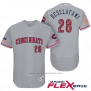 Maglia Baseball Uomo Cincinnati Reds 2017 Stelle E Strisce 28 Anthony Desclafani Grigio Flex Base