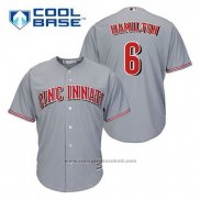 Maglia Baseball Uomo Cincinnati Reds Billy Hamilton 6 Grigio Cool Base