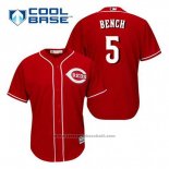 Maglia Baseball Uomo Cincinnati Reds Johnny Bench 5 Rosso Alternato Cool Base