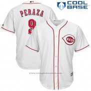 Maglia Baseball Uomo Cincinnati Reds Jose Peraza 9 Bianco Cool Base