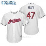 Maglia Baseball Uomo Cleveland Indians 2017 Stelle e Strisce 47 Trevor Bauer Bianco Cool Base